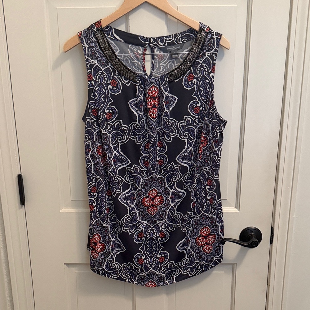 Market & Spruce Sleeveless Top - Black and Red Pattern